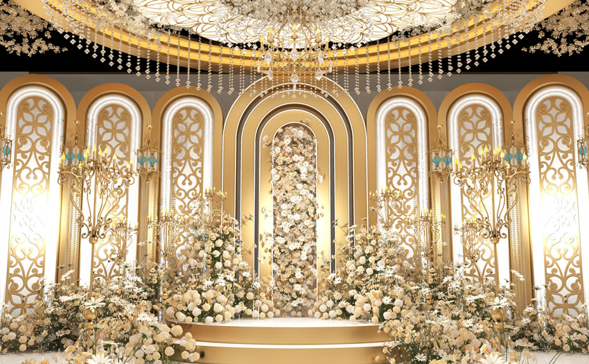 滨州香槟色调婚礼堂效果展示